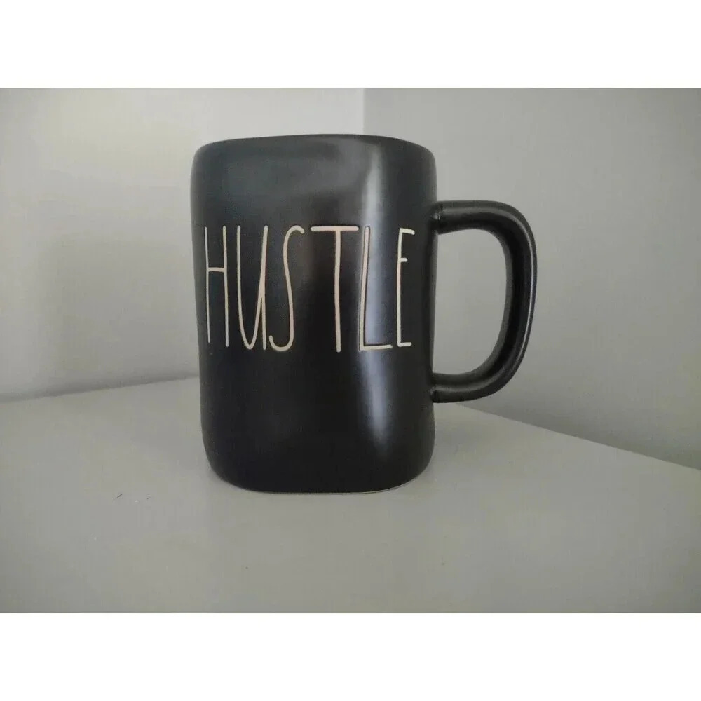 Rae Dunn HUSTLE Mug Black Matte Extra Large 20 oz Coffee Tea Mug